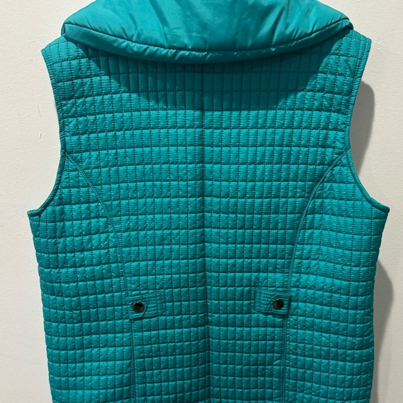 Women’s Peck & Peck quilted vest turquoise / teal L full zipper pockets - Picture 10 of 10